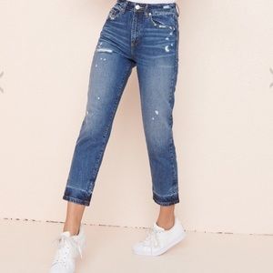 garage high waisted distressed mom jeans